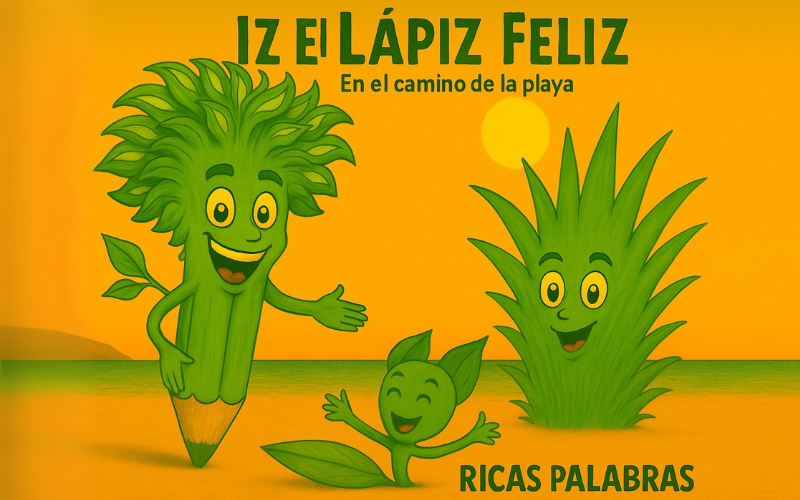 Ilustración del cuento Iz, el lápiz feliz